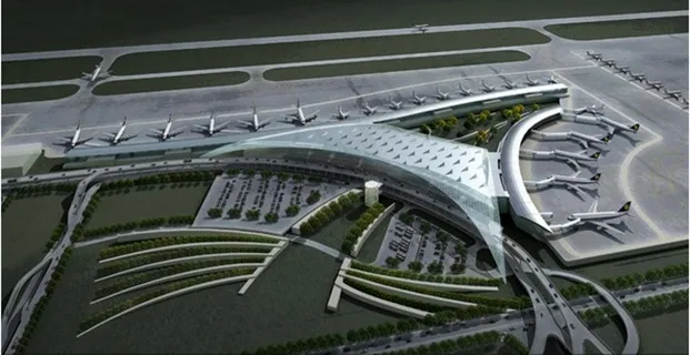 机场停机坪鸟瞰效果图