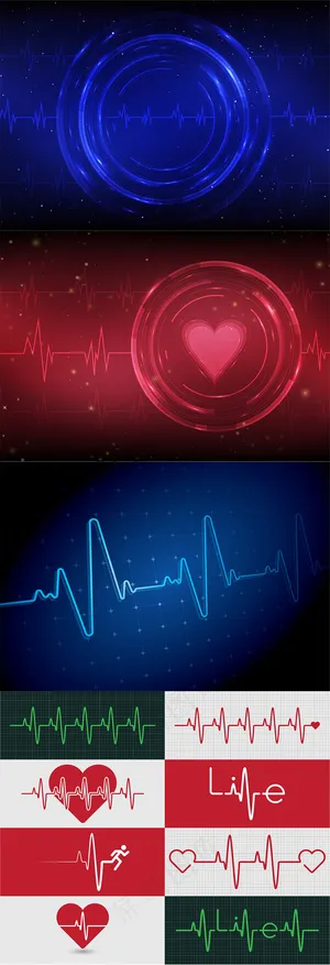 爱心心跳心率元素图标矢量素材