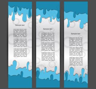 蓝色动感剪纸流动液体 展板图片