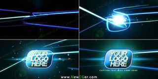 564蓝色光线logo揭示片头AE...