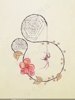 卡通花枝蜘蛛插画图片