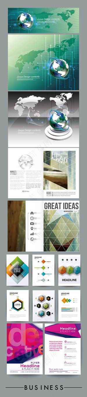 时尚创意商务宣传单张封面矢量素材