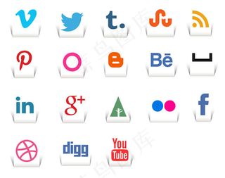 剪纸风格社交图标素材