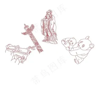 手绘中国名胜景区孔子 手绘中国名胜景区孔子