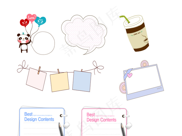 可爱卡通对话框边框