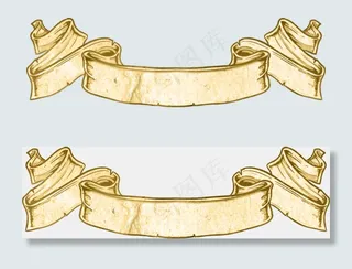 手绘水彩丝带标题框透明插画装饰素材