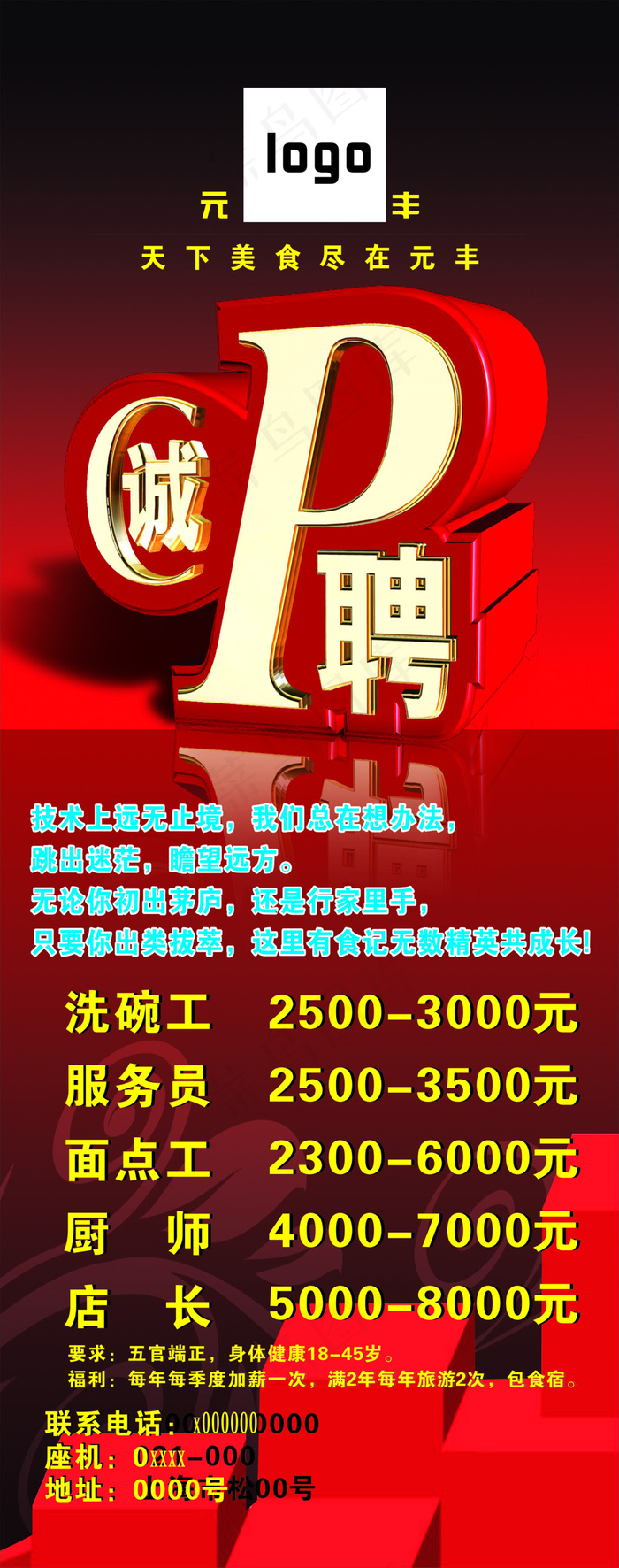 招聘展板易拉宝展架素材诚聘海报cdr矢量模版下载