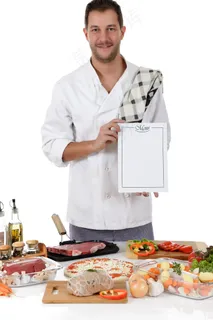 厨师装扮的大人小孩烹饪美食健康家庭情侣亲子素材