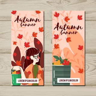 秋季销售美景女孩矢量元素集合