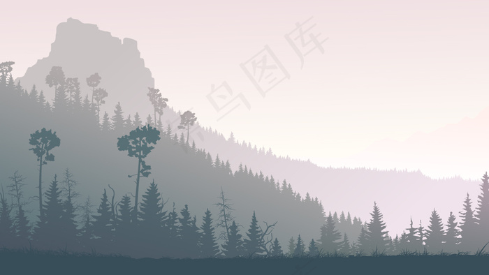 高清森系插画展板背景矢量设计素材eps,ai矢量模版下载