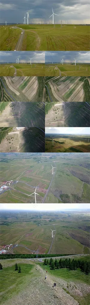 航拍绿色草原上的新能源视频素材