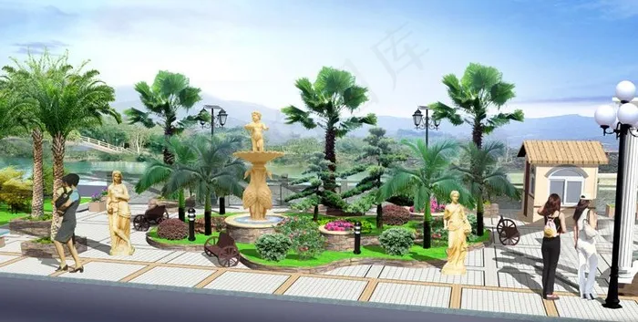 滨江路景观绿化效果图图片(4096X2346(DPI:72))psd模版下载