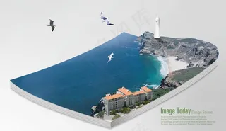 创意立体书本海洋封面图片