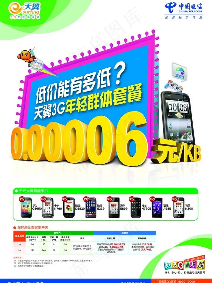 电信手机宣传单图片(3307X4677(DPI:400))psd模版下载