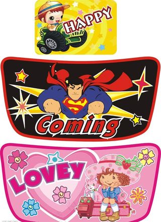 卡通贴超人小女孩广告设计矢量素材