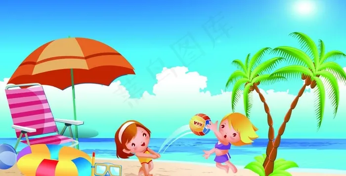 夏季 卡通海报图片psd模版下载