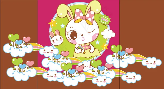 可爱的兔子ai矢量模版下载