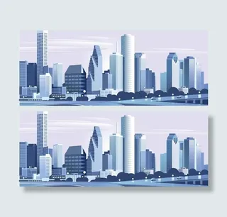 现代城市建筑设计矢量素材02