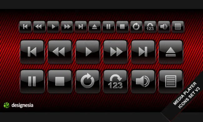 FLASH黑色整套播放器按钮