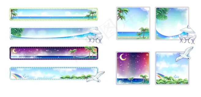 海边风光景色矢量图