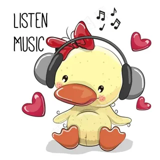 听音乐的小鸭图片