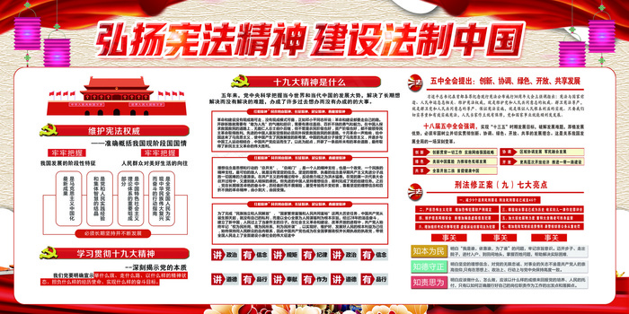 弘扬宪法精神建设法治中国宣传展板(7087X3543(DPI:150))psd模版下载