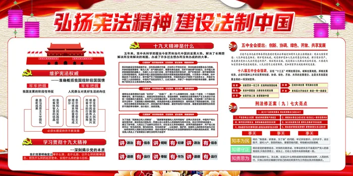 弘扬宪法精神建设法治中国宣传展板(7087X3543(DPI:150))psd模版下载