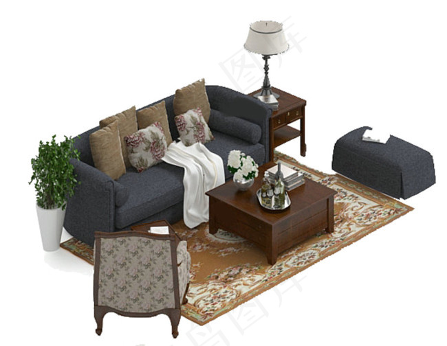 室内沙发模型素材模板下载