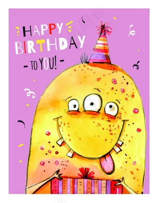 卡通怪兽生日海报