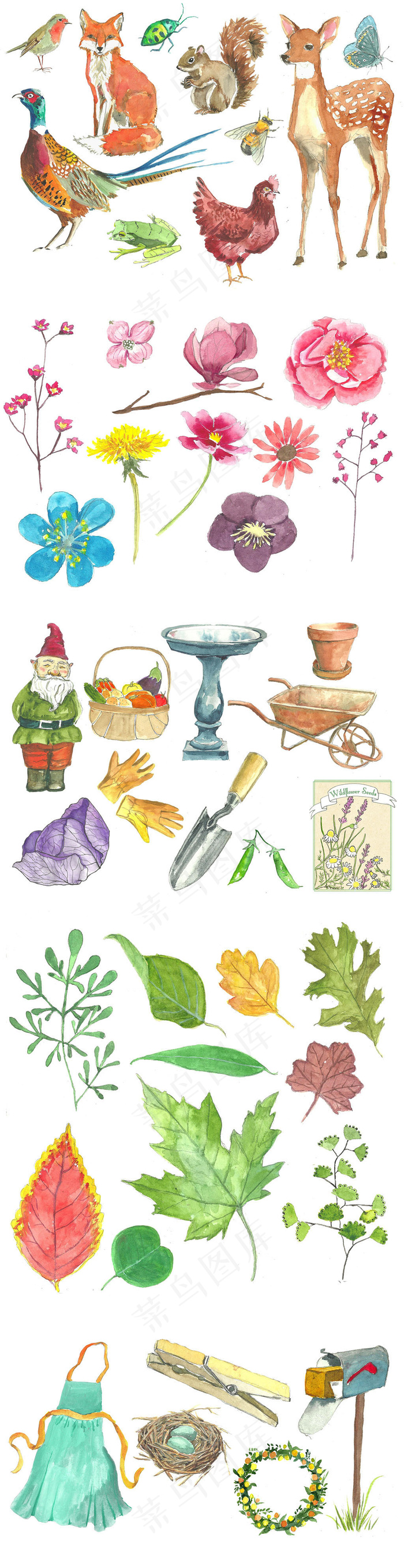 手绘风景动画植物花朵PSD分层