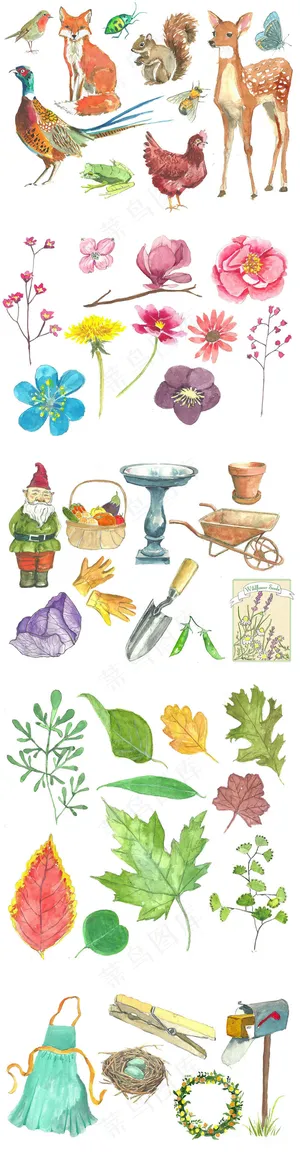 手绘风景动画植物花朵PSD分层 手绘风景动画植物花朵PSD分层