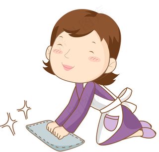 卡通打扫卫生的妈妈
