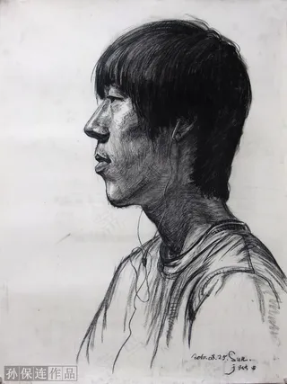 素描男青年图片