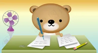 卡通熊写信动画