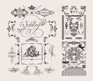 结婚花纹花边矢量素材