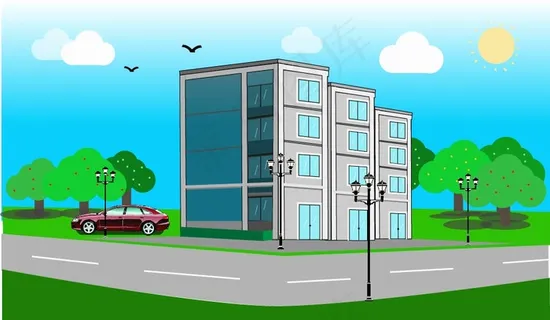 公寓风景插画