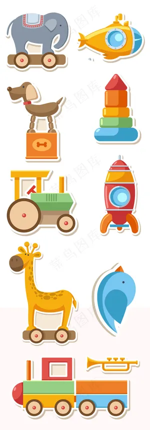 10款卡通玩具贴纸ai矢量素材