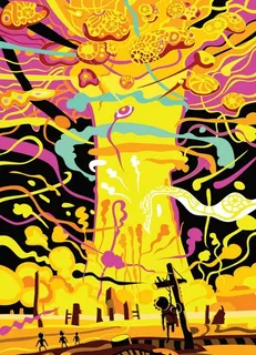 梦幻般的蘑菇的抽象画