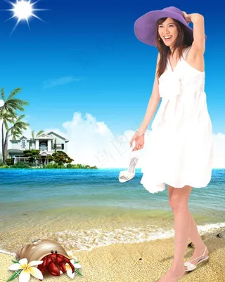海滩美女图片