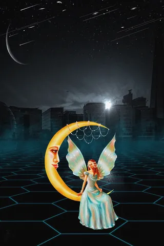 卡通天使流星晚安广告背景素材