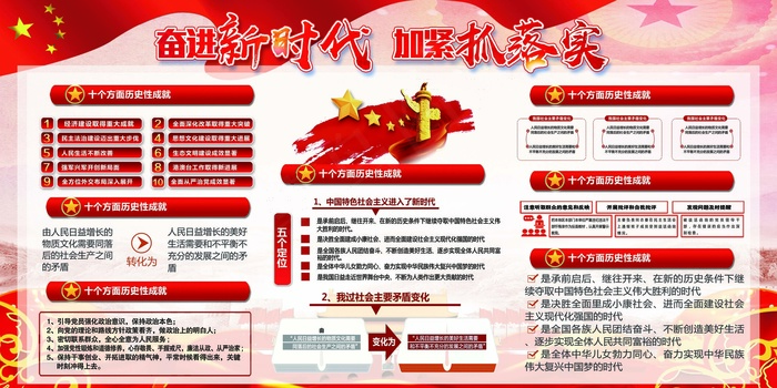 奋进新时代抓紧落实宣传展板设计(7087X3543(DPI:150))psd模版下载