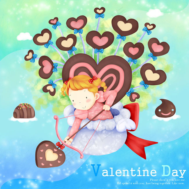 天使卡通情人节PSD素材