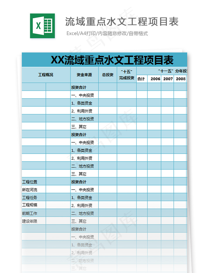 流域重点水文工程项目表