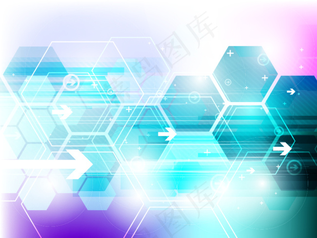 化学元素六边形科技背景eps,ai矢量模版下载