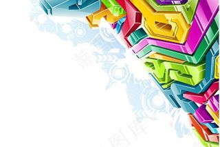 彩色3d水晶风格立体箭头矢量素材图...