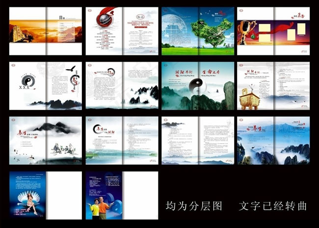 水墨养生画册设计矢量素材cdr矢量模版下载