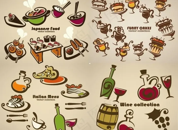 卡通手绘食物矢量素材图片eps,ai矢量模版下载