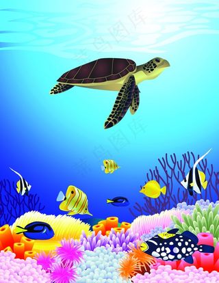 海底世界风景矢量图免费下载