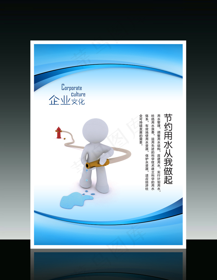 企业文化3D小人系列之节约用水从我...psd模版下载