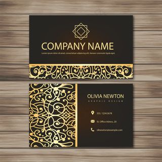 黑色花纹时尚女性名片
